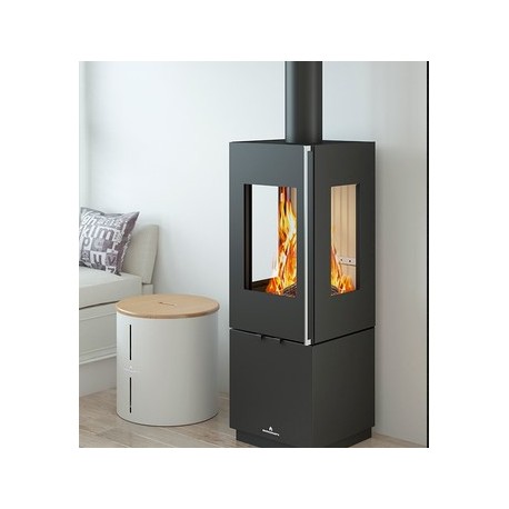 Poêle à bois Bronpi Bombay 3C 7kW avec 3 coté vitrés