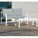 Garden furniture Geneva-7 Aluminium White Light Grey fabrics 4 seater Hevea