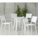 Garden furniture with HPL80 California Aluminium White Table and 4 Hevea Chairs