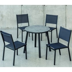 Muebles de jardín con mesa HPL80 California Aluminium Antracita y 4 sillas Hevea