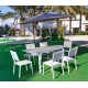 Garden furniture Parasol with Extendable Table HPL130-180 Palma Aluminium White and 6 Hevea Chairs