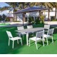 Garden furniture Parasol with Extendable Table HPL130-180 Palma Aluminium White and 6 Hevea Chairs