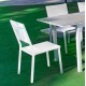 Mobili da giardino Ombrellone con tavolo allungabile HPL130-180 Palma Alluminio Bianco e 6 Sedie Hevea