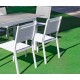 Mobili da giardino Ombrellone con tavolo allungabile HPL130-180 Palma Alluminio Bianco e 6 Sedie Hevea