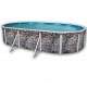 Bovengronds zwembad TOI Ovale grijze steen 640x366xH120 met complete kit
