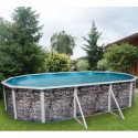 Above ground pool TOI Oval gray stone 640x366xH120 with complete kit