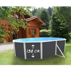 Above ground pool TOI Magnum oval 550x366xH132 Anthracite with safety ladder