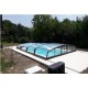 Baixo Pool Enclosure Abrigo Telescópico Chipre 8.37x4.50m sem trilho