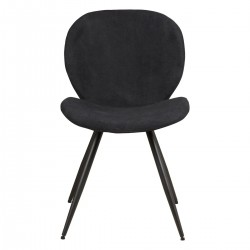 Set of 2 Dining Chairs Ania Black Fabric Base Black Metal VeryForma