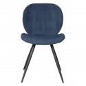 Conjunto de 2 Cadeiras de Jantar Ania Tecido Azul Escuro Base Preto Metal VeryForma