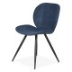 Conjunto de 2 cadeiras de jantar Ania Tecido Azul Escuro Base Preto Metal VeryForma