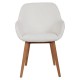 Lot de 2 Fauteuils Repas Tea effet bouclette Blanche Piétement Chêne massif VeryForma