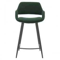 Conjunto de 2 Cadeiras: Bancada Eme fivela de tecido abeto verde Base Metal VeryForma