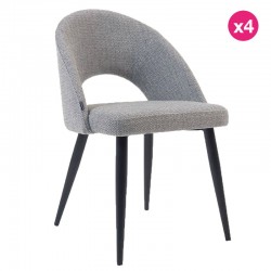 Lot de 4 Chaises avec dossier ergonomique et tissu gris clair pieds noirs VeryForma