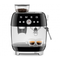 Smeg 50er Jahre Espresso-Kaffeemaschine mit Mahlwerk Schwarz Chrom