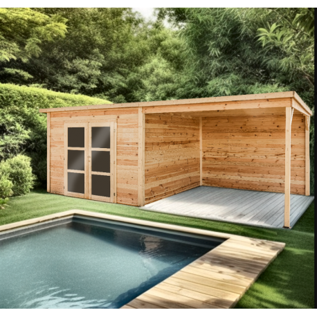 Refugio de la casa de la piscina con tablones de terraza cubiertos 28mm Bahía Habrita 20m2