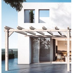 Aangebouwde pergola in ruw hout Sevilla 5x4m 20m2