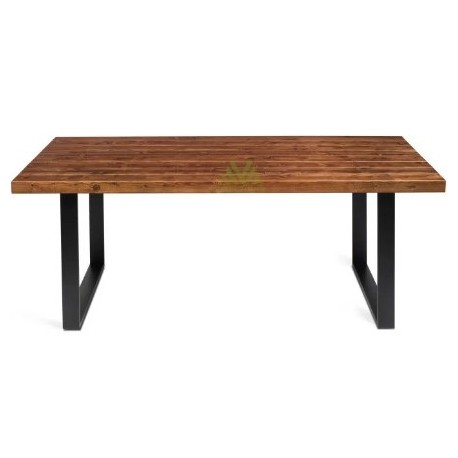 Table salle à manger en bois Annette Premium 1.95x0.96m couleur Noyer