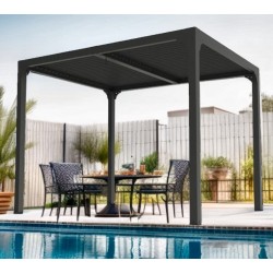 Pérgola bioclimática de aluminio antracita Habrita 7,20m2 con lamas