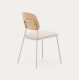 Set of 4 Linda VeryForma Beige Chenille Metal Chairs and Cushion