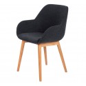 Set van 2 eetkamerfauteuils Tea Marine Fabric Solid Oak Frame VeryForma