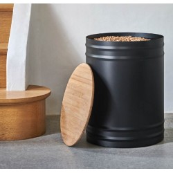 Quartz Wood Pellet Storage with Black Frosted Castors Nineteen Design