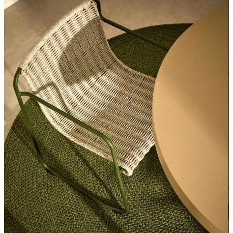 Chaise de jardin Rina en acier vert et corde écru grise VeryForma