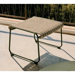 Repose-pieds de jardin Rina en acier vert et corde Gris écru VeryForma