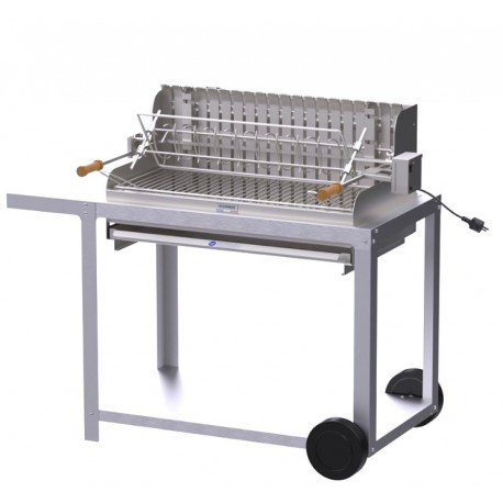 Le MarquLe Marquier Irissarry Stainless Steel Barbecue with Cart and Rotisserie