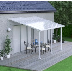 Pergola adossée Olympia 3x4,25m aluminium blanc et polycarbonate Canopia