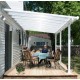 Pergola addossata Olympia 3x4,25m in alluminio bianco e Canopia in policarbonato