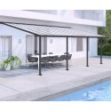 Pergola addossata Olympia 3x4,25m in alluminio bianco e Canopia in policarbonato