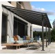 Olympia 3x8,60m wandpergola met grijs aluminium en Canopia polycarbonaat