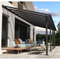 Olympia 3x8,60m wandpergola met grijs aluminium en Canopia polycarbonaat